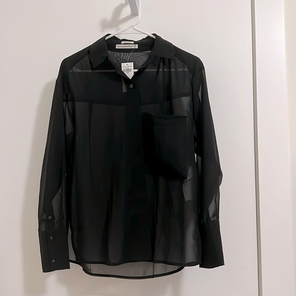 NWT Abercrombie & Fitch Oversized Sheer Button Down Size XS